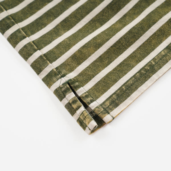 VINTAGE FADED STRIPE HALF T-SHIRT - DARK GREEN