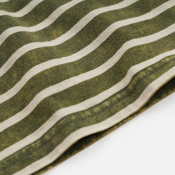 VINTAGE FADED STRIPE HALF T-SHIRT - DARK GREEN