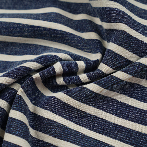 VINTAGE FADED STRIPE HALF T-SHIRT - INDIGO