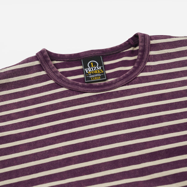 VINTAGE FADED STRIPE HALF T-SHIRT - PURPLE