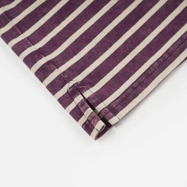 VINTAGE FADED STRIPE HALF T-SHIRT - PURPLE
