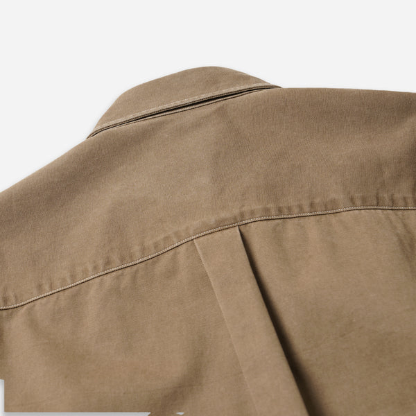 WASHED CARPENTER POCKET WORK SHIRT - BEIGE