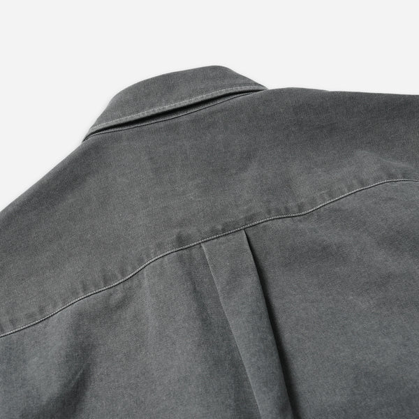 WASHED CARPENTER POCKET WORK SHIRT - CHARCOAL