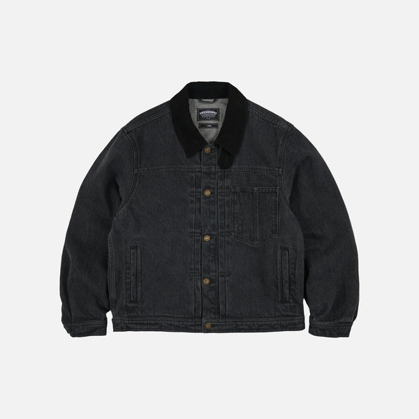 WASHED DENIM TRUCKER JACKET - BLACK