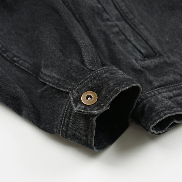 WASHED DENIM TRUCKER JACKET - BLACK