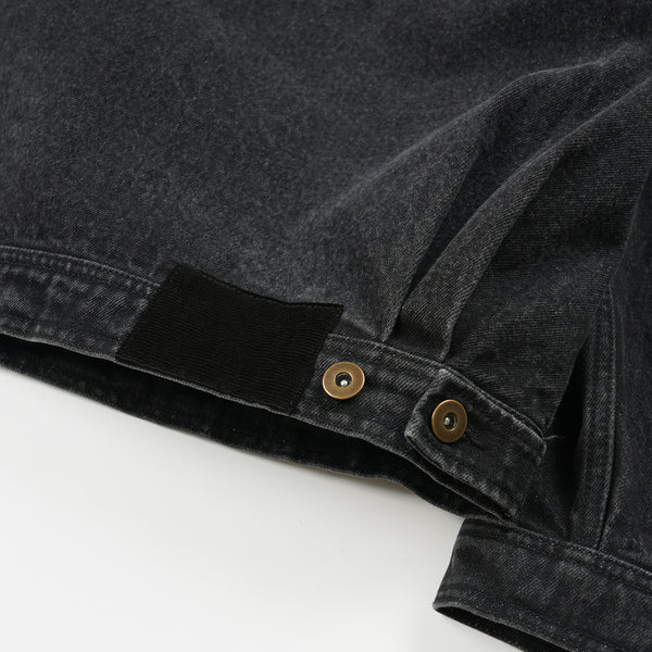 WASHED DENIM TRUCKER JACKET - BLACK