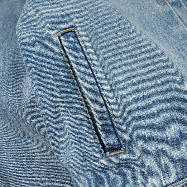 WASHED DENIM TRUCKER JACKET - BLUE