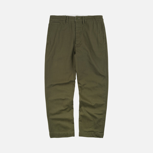 WASHED OFFICER CHINO PANTS - OLIVE