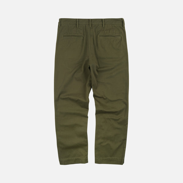 WASHED OFFICER CHINO PANTS - OLIVE