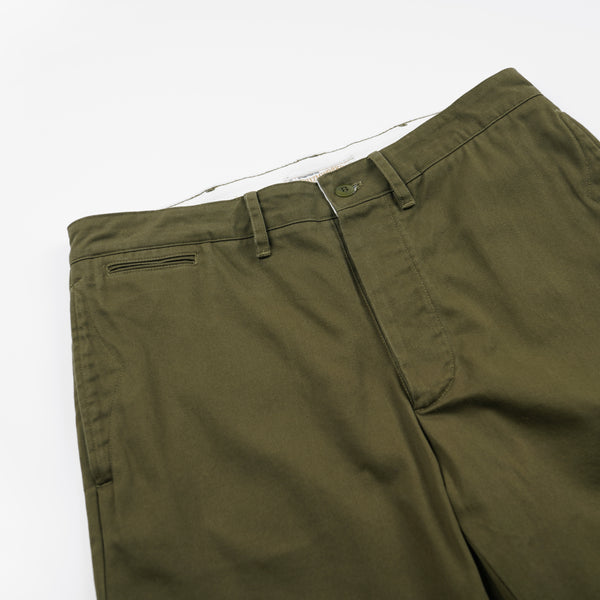 WASHED OFFICER CHINO PANTS - OLIVE