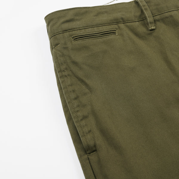 WASHED OFFICER CHINO PANTS - OLIVE