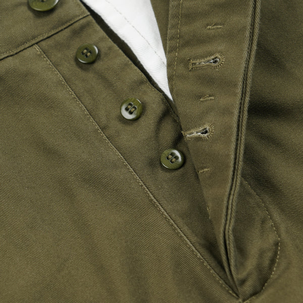 WASHED OFFICER CHINO PANTS - OLIVE