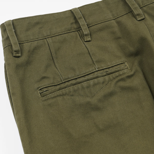 WASHED OFFICER CHINO PANTS - OLIVE