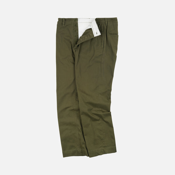 WASHED OFFICER CHINO PANTS - OLIVE