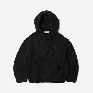 Frizmworks - WAVE BOUCLE KNIT HOODY - BLACK - ALPACA BOUCLE CREW KNIT JUMPER - BLACK - THE GREAT DIVIDE - Main Front View