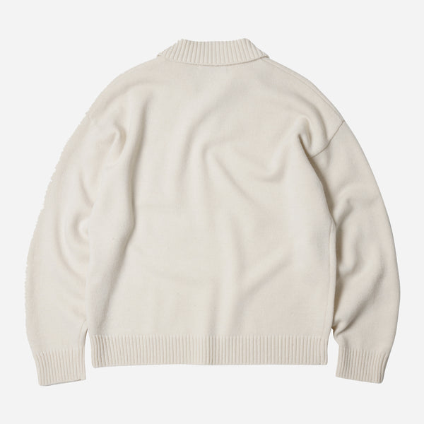 WOOL COLLAR KNIT PULLOVER - IVORY
