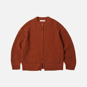 Frizmworks - WOOL DECK ZIP UP CARDIGAN - BRICK -  - Main Front View