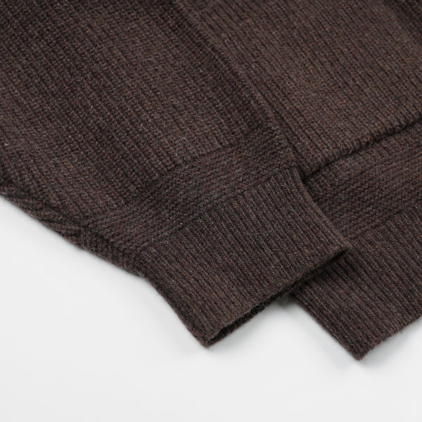 WOOL DECK ZIP UP CARDIGAN - CHOCO BROWN