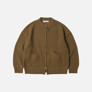 Frizmworks - WOOL DECK ZIP UP CARDIGAN - CINNAMON -  - Main Front View