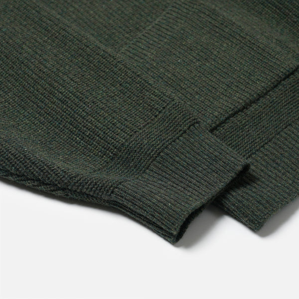WOOL DECK ZIP UP CARDIGAN - FOREST GREEN