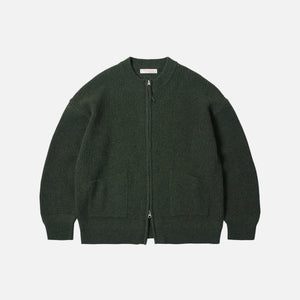 Frizmworks - WOOL DECK ZIP UP CARDIGAN - FOREST GREEN -  - Main Front View