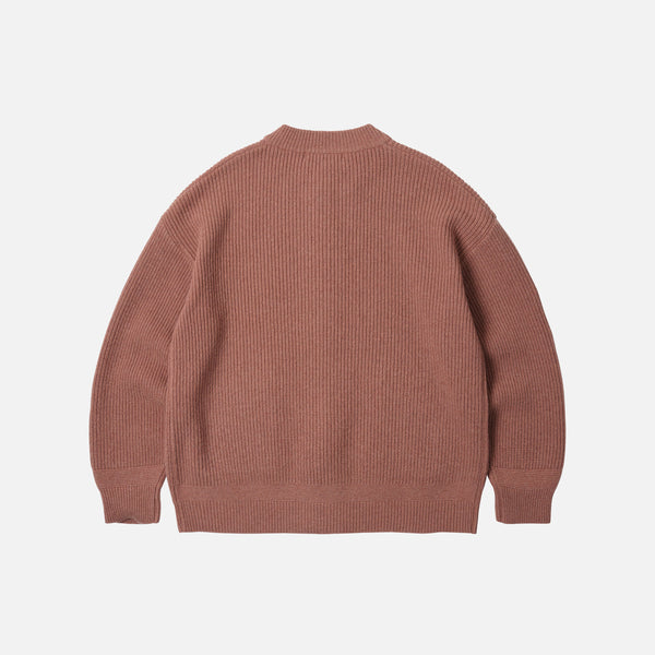 WOOL DECK ZIP UP CARDIGAN - INDIAN PINK