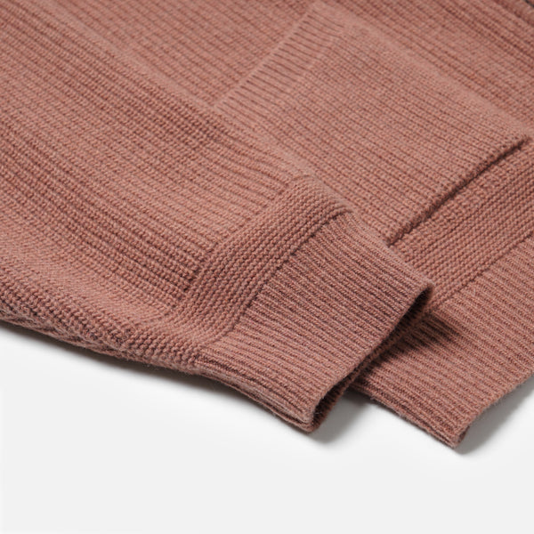 WOOL DECK ZIP UP CARDIGAN - INDIAN PINK