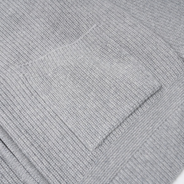 WOOL DECK ZIP UP CARDIGAN - LIGHT GREY