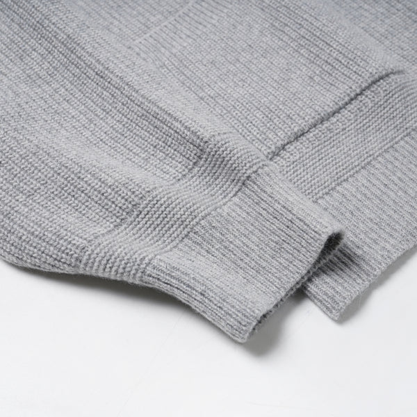 WOOL DECK ZIP UP CARDIGAN - LIGHT GREY