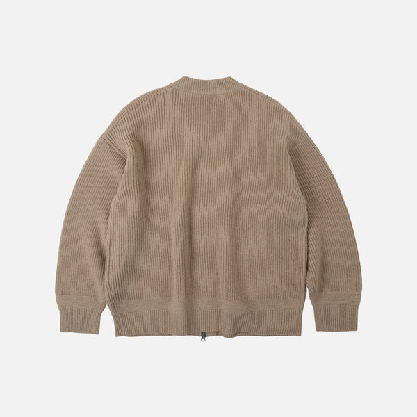 WOOL DECK ZIP UP CARDIGAN - OATMEAL