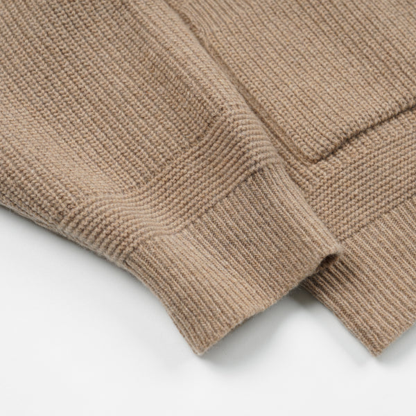 WOOL DECK ZIP UP CARDIGAN - OATMEAL