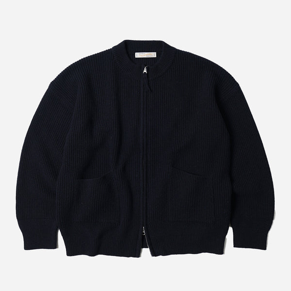 WOOL DECK ZIP UP TRACK TOP - NAVY- THE GREAT DIVIDE