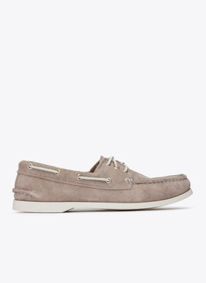 Quoddy - Downeast Boat Shoe - Grey Suede -  - Main Front View
