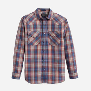 Pendleton - FRONTIER SHIRT - INDIGO/FIRE RED PLAID -  - Main Front View