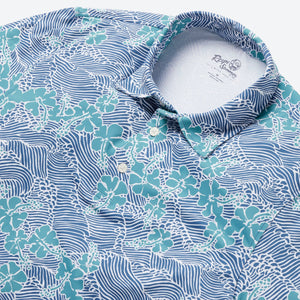 Reyn Spooner - 50TH STATE WAVES PERFORMANCE POLO - CAPTAIN'S BLUE -  - Alternative View 1
